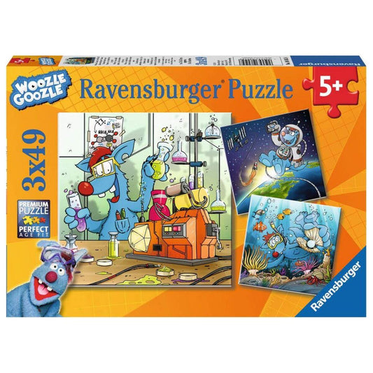 Ravensburger Puzzle Woozle Goozle im Weltall, Labor und unter Wasser, 3x49 Teile