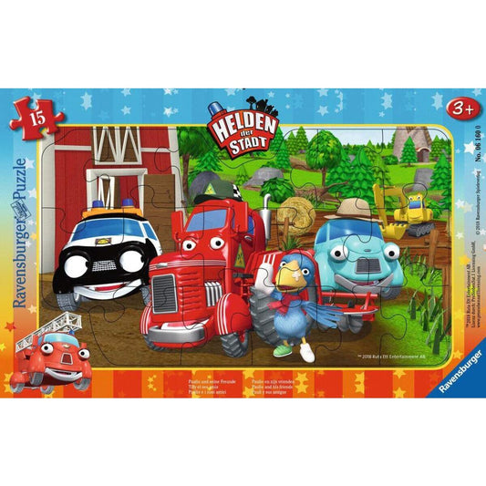 Ravensburger Rahmenpuzzle Helden der Stadt Paulie und seine Freunde, 15 Teile