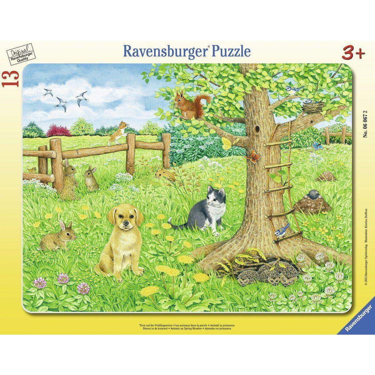 Ravensburger Rahmenpuzzle Tiere auf der Frühlingswiese, 13 Teile