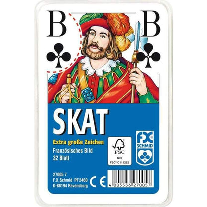 Ravensburger Skat Französisches Bild mit großen Eckzeichen, 32 Karten in Klarsicht-Box