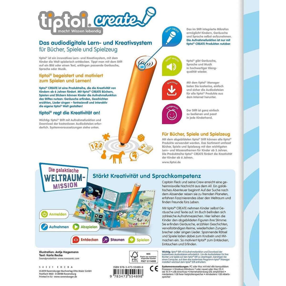 Ravensburger tiptoi® CREATE - Die galaktische Weltraum-Mission