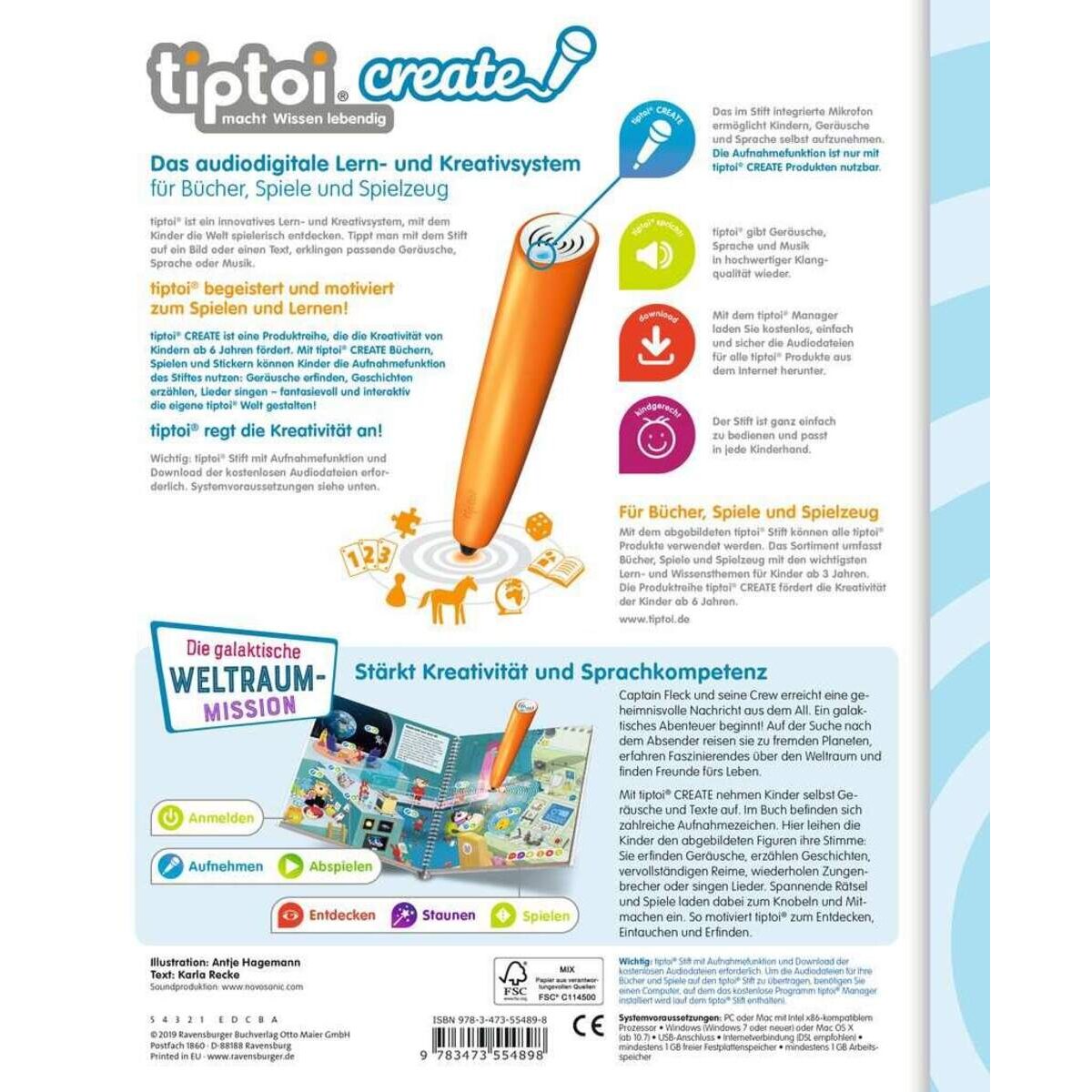 Ravensburger tiptoi® CREATE Die galaktische Weltraum-Mission