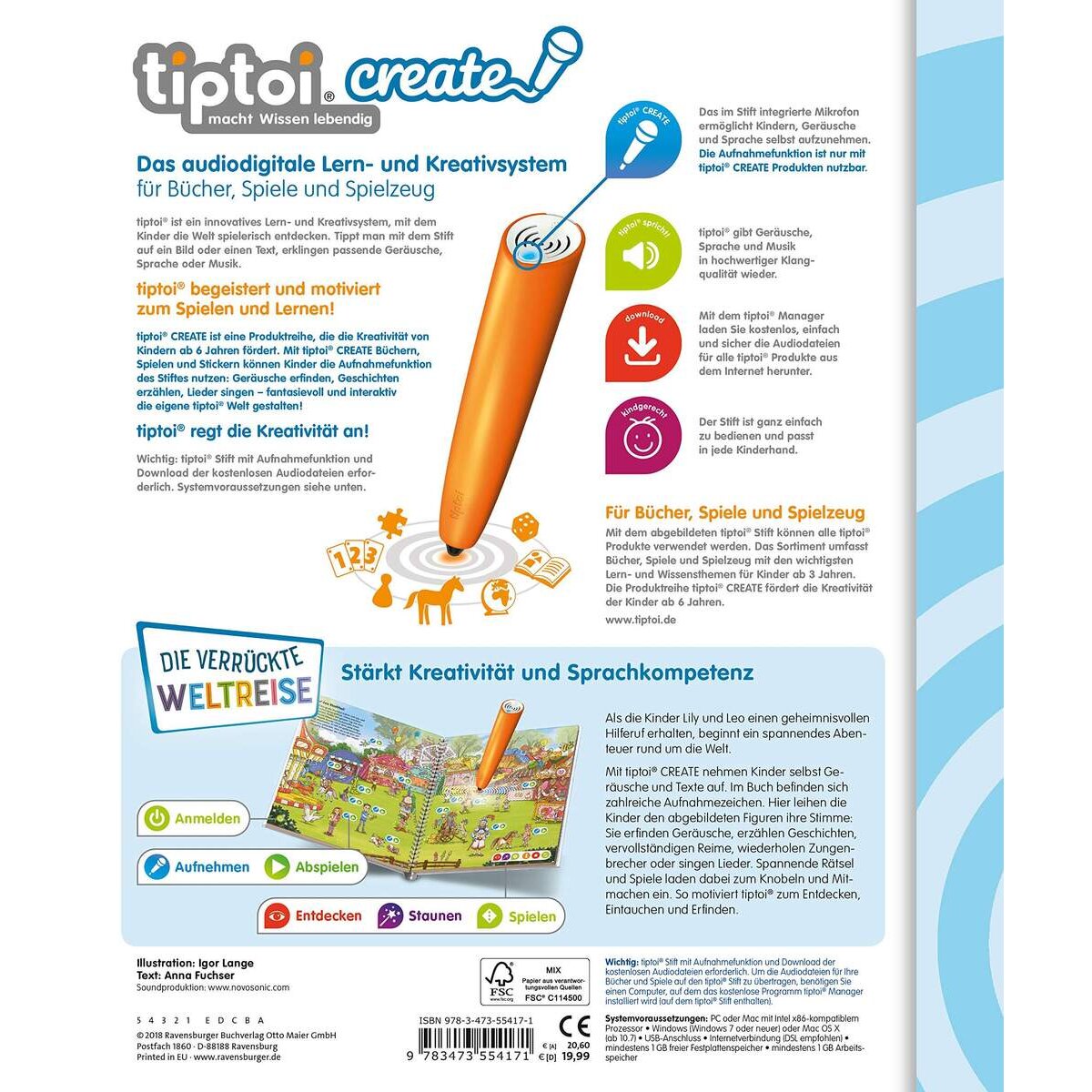 Ravensburger tiptoi® CREATE Die verrückte Weltreise