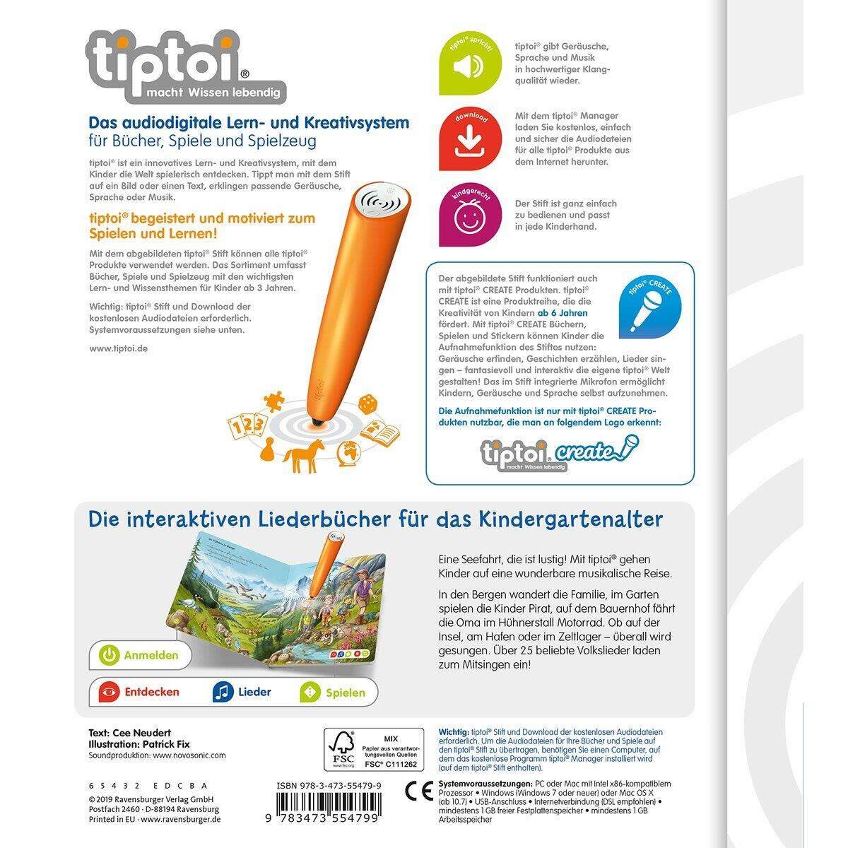 Ravensburger tiptoi® Meine schönsten Lieder für unterwegs
