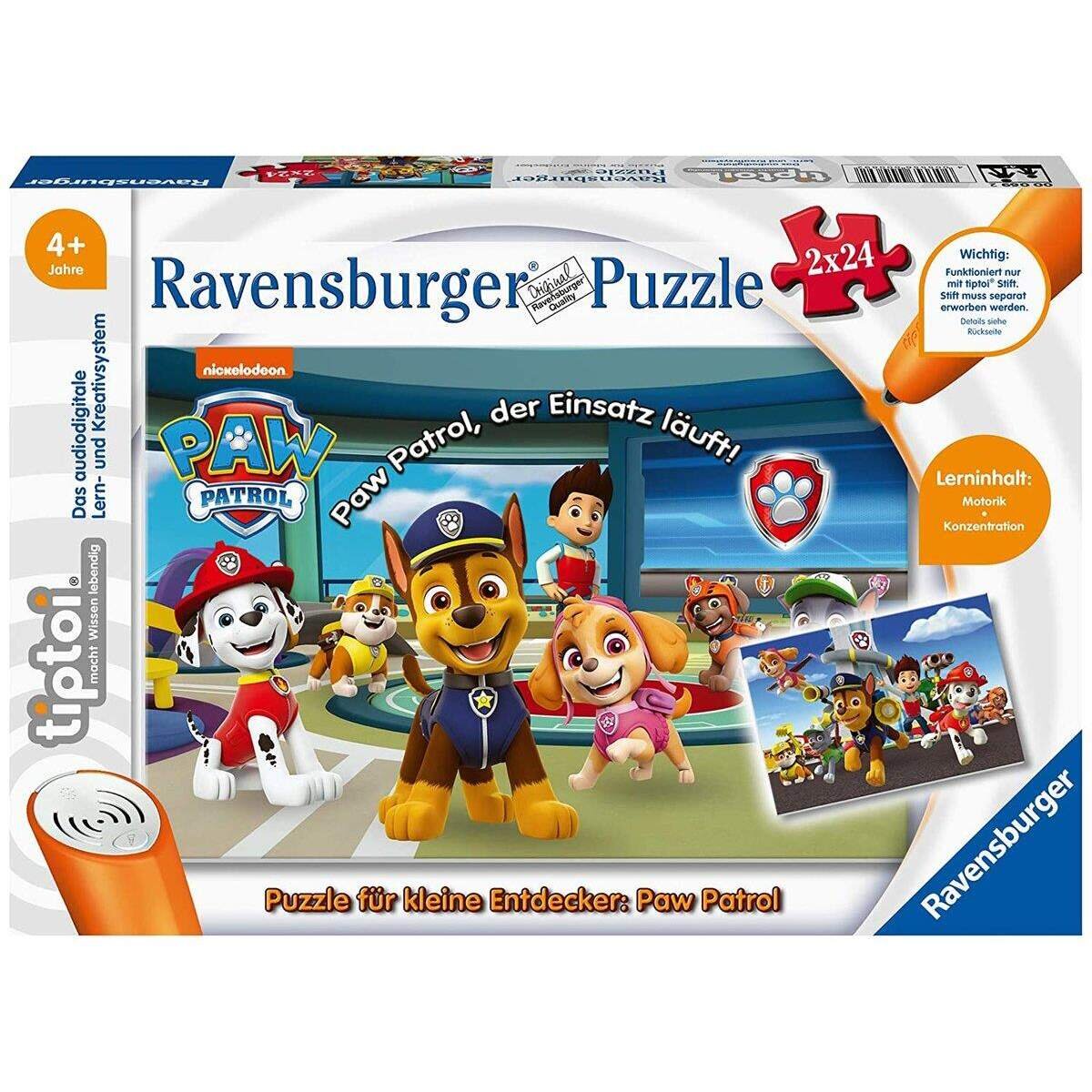 Ravensburger tiptoi Paw Patrol Puzzle für kleine Entdecker, 2 x 24 Teile