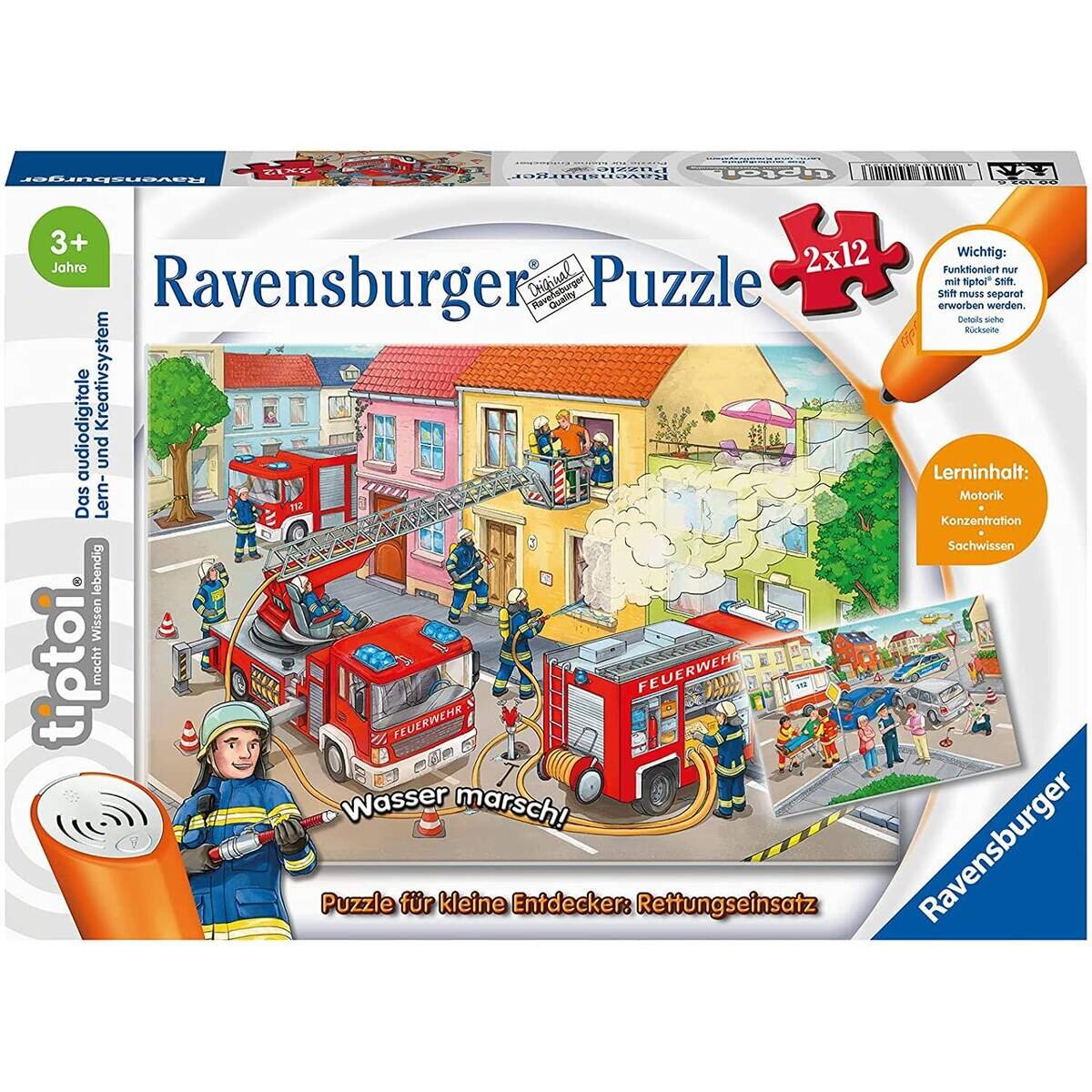 Ravensburger tiptoi Puzzle für kleine Entdecker: Rettungseinsatz, 2x12 Teile