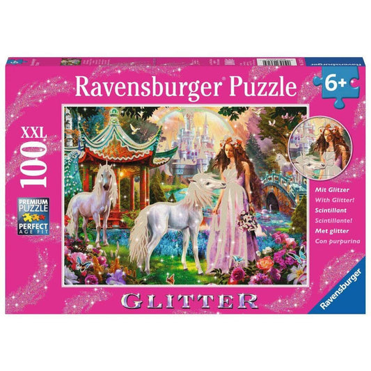 Ravensburger XXL Glitter Puzzle Im Reich der Blütenkönigin, 100 Teile
