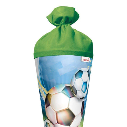 Roth Motiv-Schultüte, Fußball, 70cm, rund, Rot(h)-Spitze, Filzverschluss