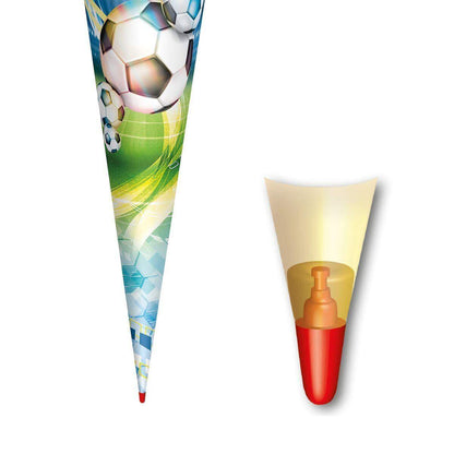 Roth Motiv-Schultüte, Fußball, 70cm, rund, Rot(h)-Spitze, Filzverschluss