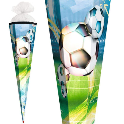 Roth Motiv-Schultüte, Fußball, 85cm, eckig, Rot(h)-Spitze, Tüllverschluss