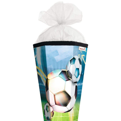 Roth Motiv-Schultüte, Fußball, 85cm, eckig, Rot(h)-Spitze, Tüllverschluss