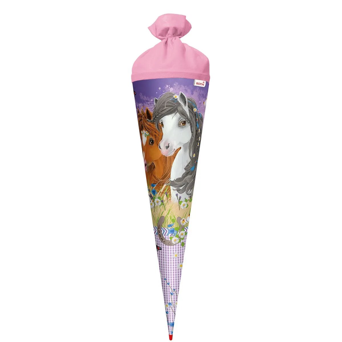Roth Schultüte Blumenpferde mit Filzverschluss, 70 cm, rund
