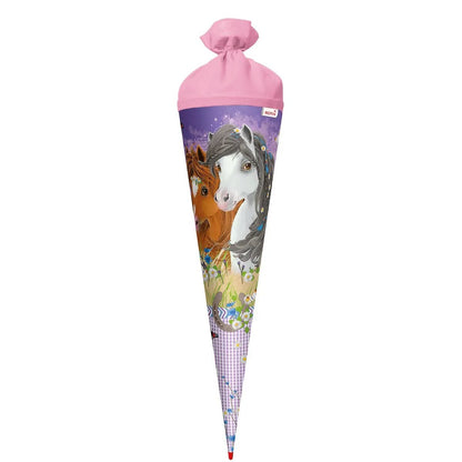 Roth Schultüte Blumenpferde mit Filzverschluss, 70 cm, rund