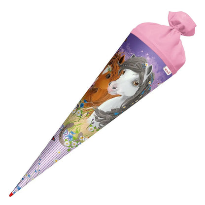 Roth Schultüte Blumenpferde mit Filzverschluss, 70 cm, rund