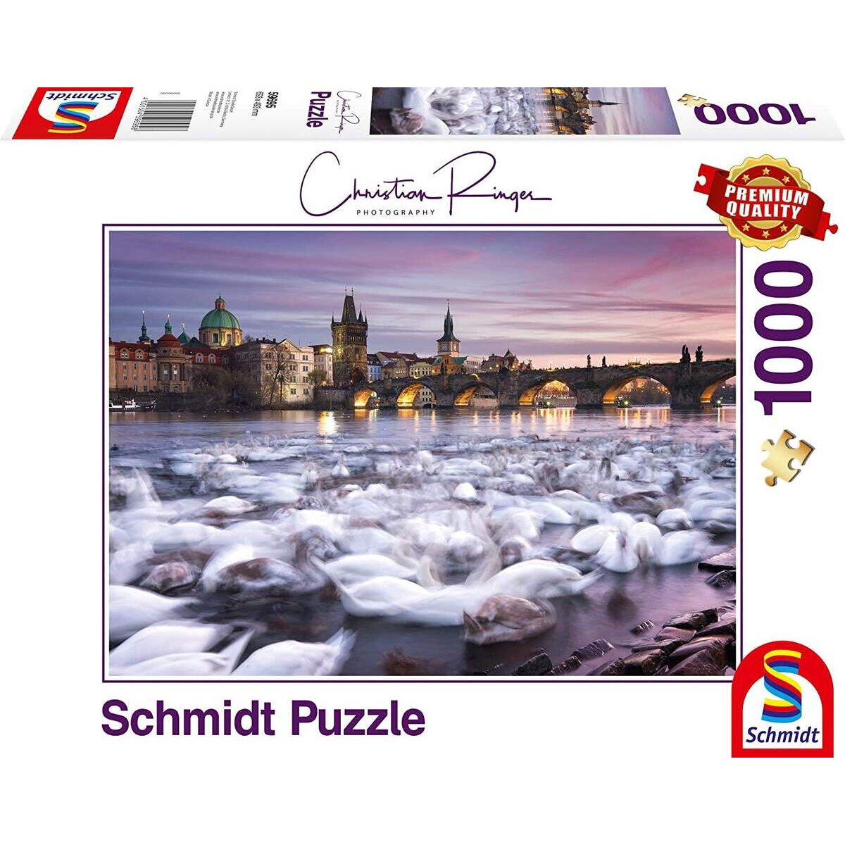 Schmidt Spiele Puzzle - Christian Ringer, Prag, Schwäne, 1000 Teile