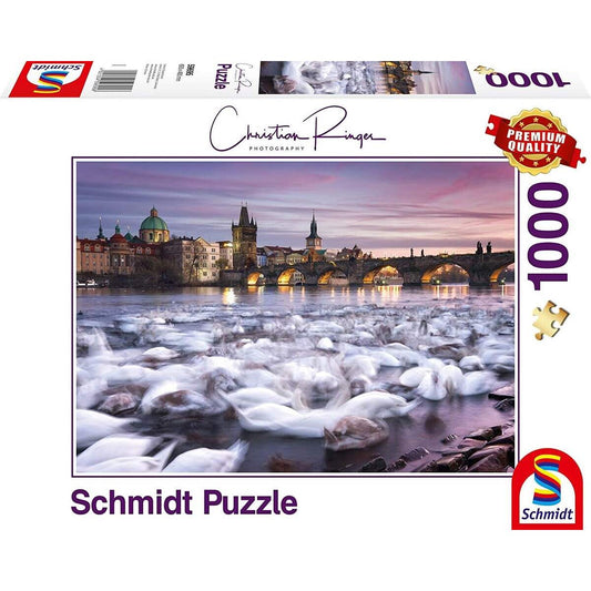 Schmidt Spiele Puzzle - Christian Ringer, Prag, Schwäne, 1000 Teile