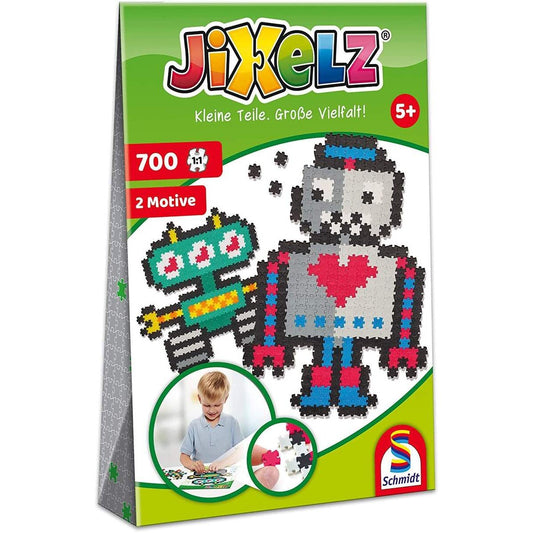 Schmidt Spiele Puzzle - Jixels Roboter, 700 Teile, 2 Motive mit Designvorlage