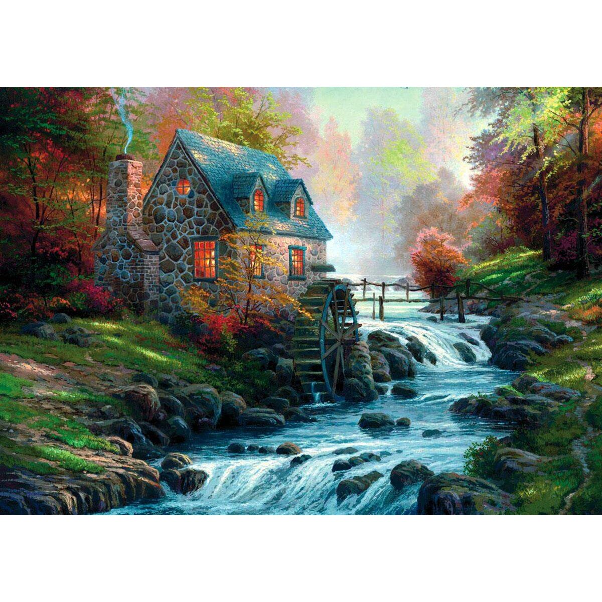 Schmidt Spiele Puzzle - Thomas Kinkade Bei der alten Mühle, 1000 Teile