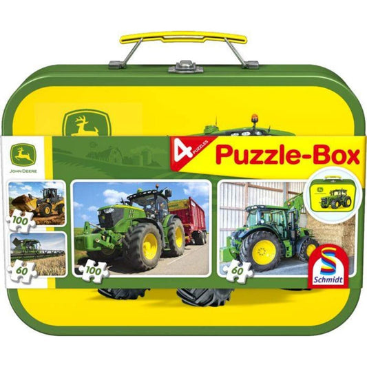 Schmidt Spiele Puzzle - PuzzleBox im Metallkoffer John Deere, 4 Puzzle