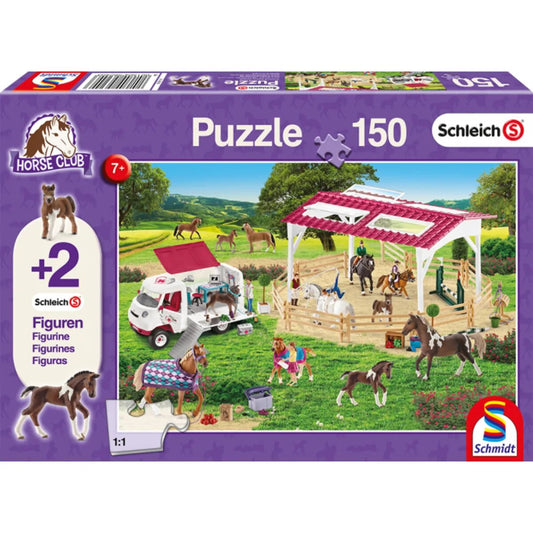 Schmidt Spiele Puzzle - Reitschule und Tierärztin mit 2 Schleich®figuren 150 Teile