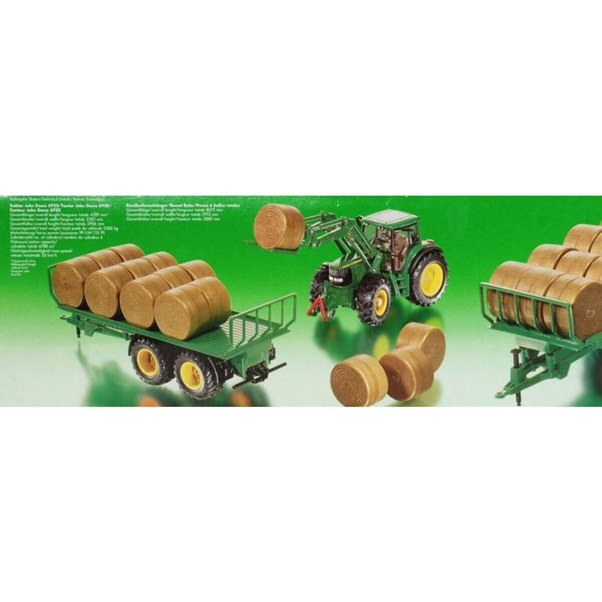 SIKU 3862 Traktor mit Rundballenanhänger