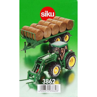SIKU 3862 Traktor mit Rundballenanhänger