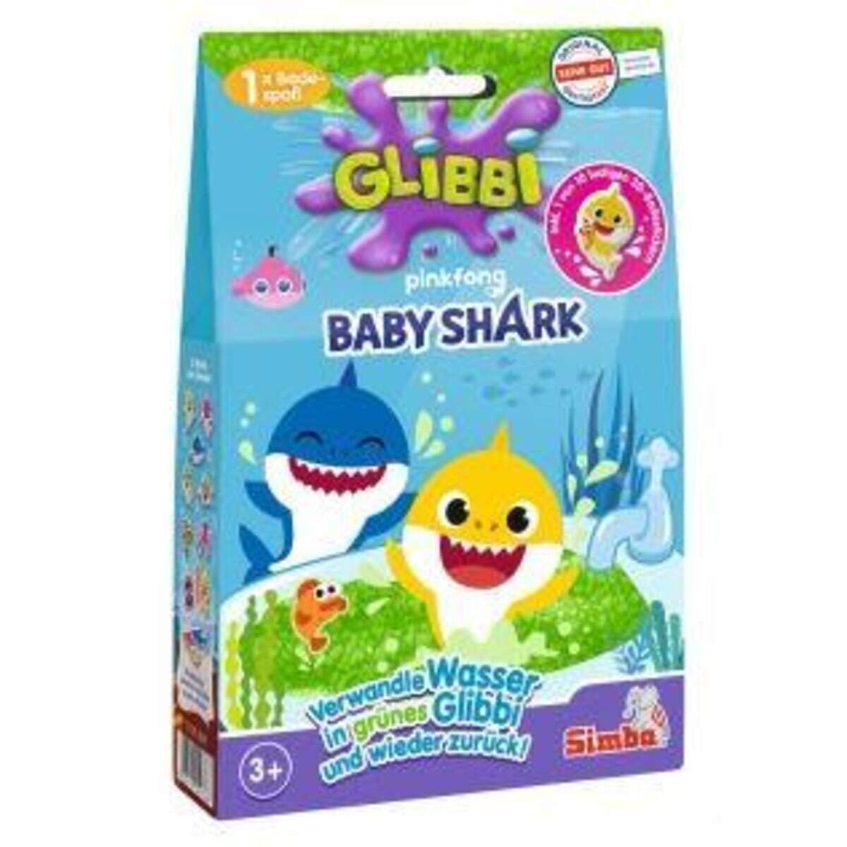 Simba Glibbi Baby Hai mit Badestickern, 1 Stück, 2-fach sortiert