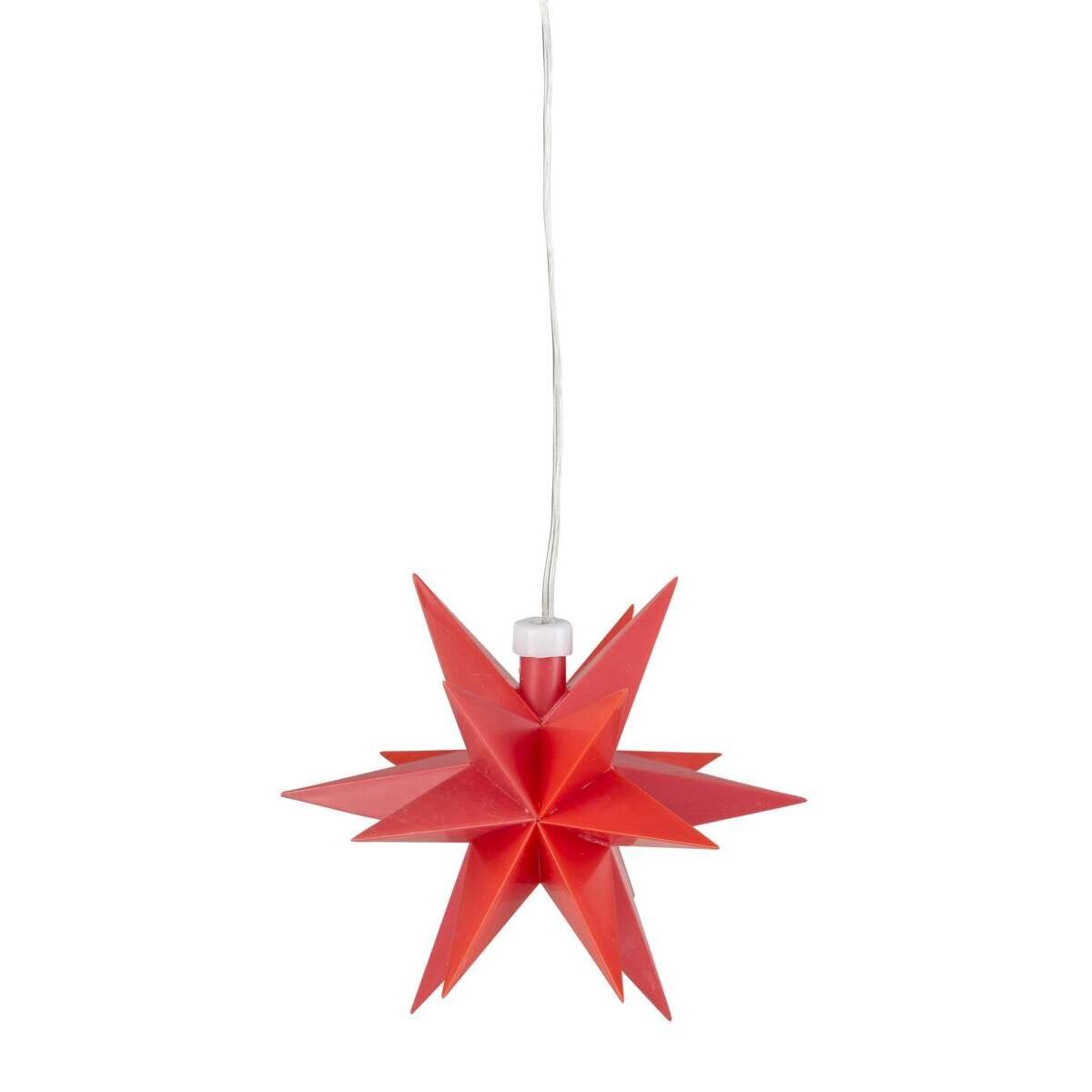 SPERRE MK Idena LED Dekostern Rot, Ø 12 cm, warmweiß, für innen, batteriebetrieben, mit Timer - gesperrt Dü 23-10-20