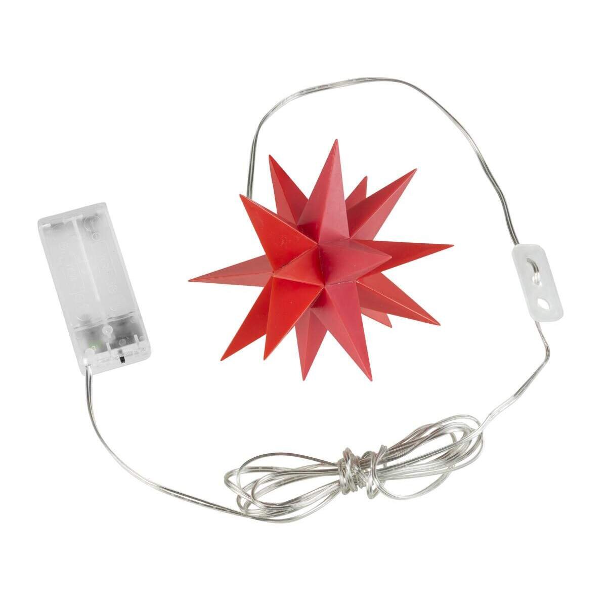 SPERRE MK Idena LED Dekostern Rot, Ø 12 cm, warmweiß, für innen, batteriebetrieben, mit Timer - gesperrt Dü 23-10-20