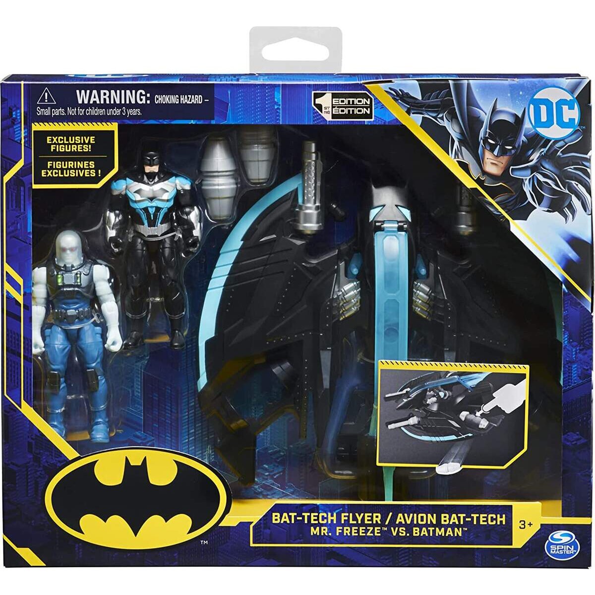 Spin Master Batman Bat-Tech Flyer mit 2x 10cm Actionfiguren von Batman und Mr. Freeze