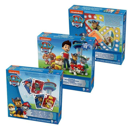 Spin Master Paw Patrol 3er Spielset mit Puzzle, Kartenspiel und Brettspiel