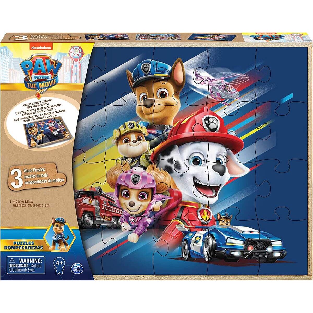 Spin Master Paw Patrol der Kinofilm - 3 Holzpuzzles in einer Holzbox