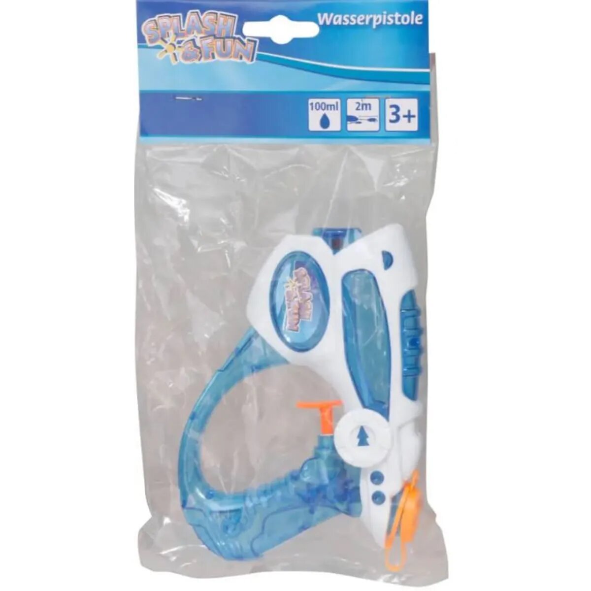 Splash & Fun Wasserpistole transparent, 16 cm, 1 Stück, 2-fach sortiert