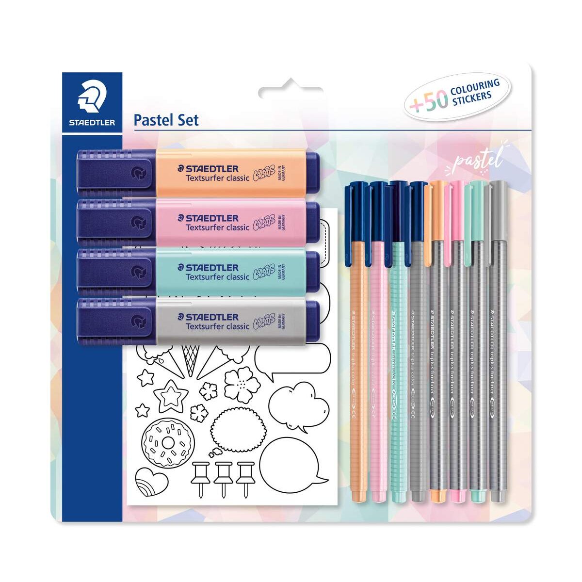 STAEDTLER® Schreibgeräteset Pastell mit Stickern