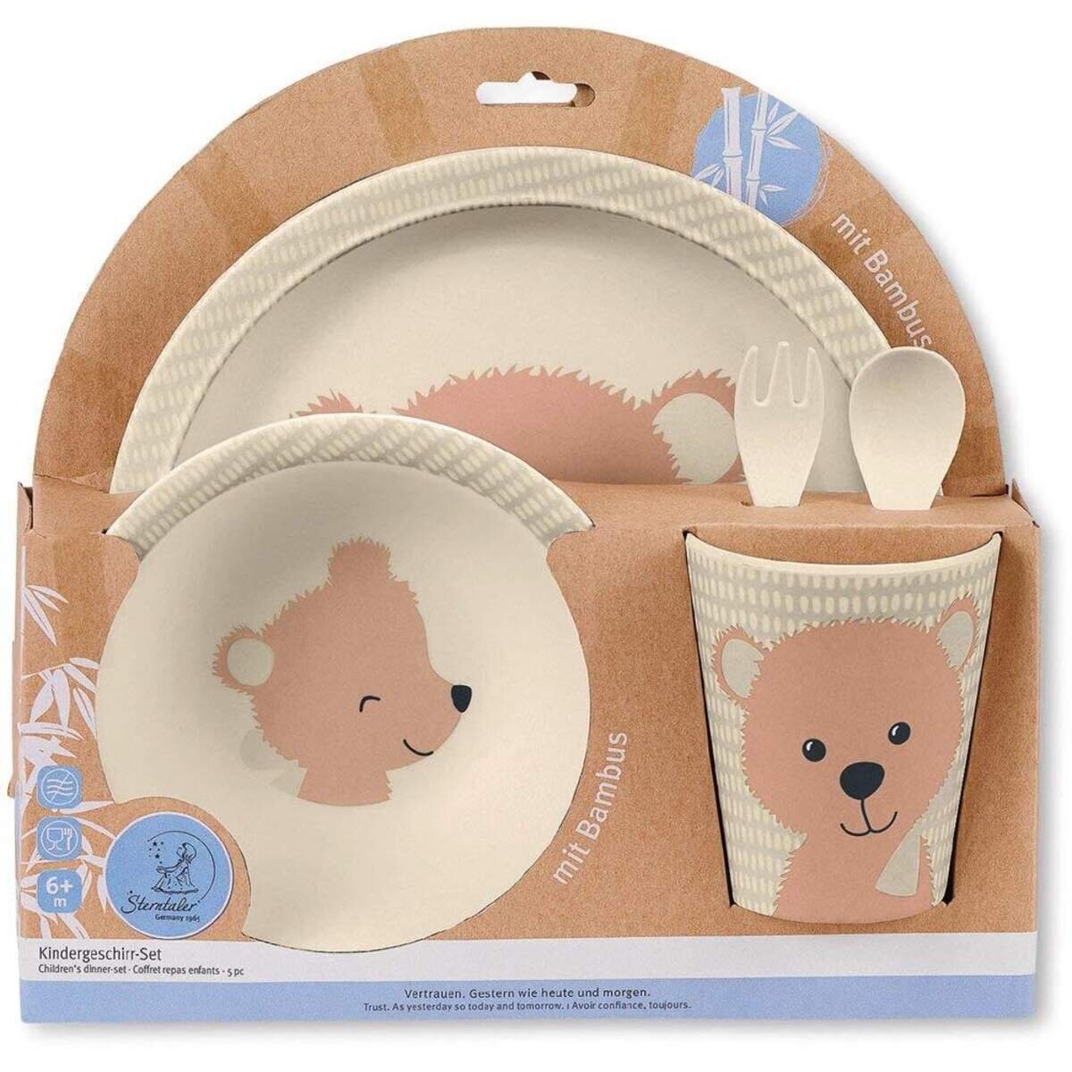 Sterntaler Bambus-Geschirr-Set Baylee mit süßem Bären-Motiv, 5-teilig
