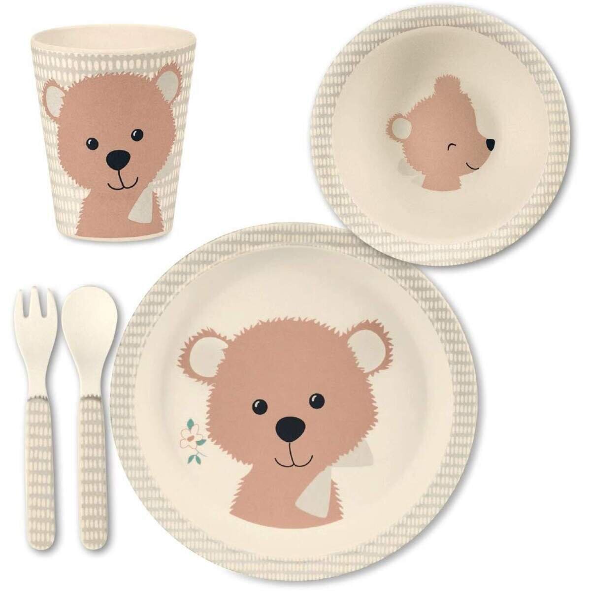 Sterntaler Bambus-Geschirr-Set Baylee mit süßem Bären-Motiv, 5-teilig