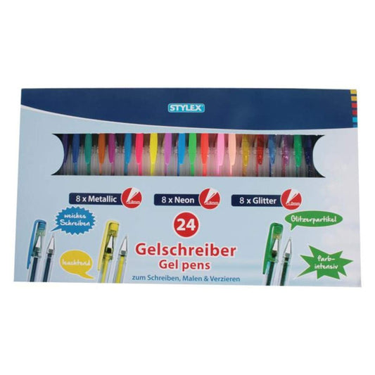 Stylex 24 Gelmalstifte je 8x Metallic, Neon, Glitter
