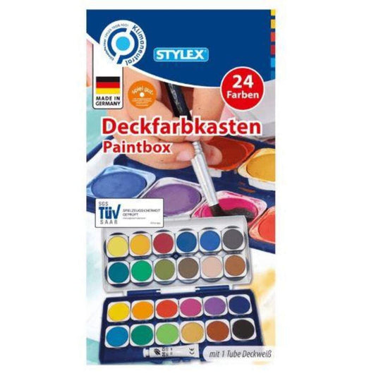 Stylex Farbkasten Deckfarbenkasten 24er + Deckweiß