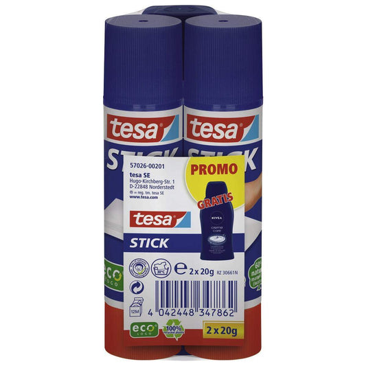 tesa ecoLogo Stick Klebestift, Aktionspack 2x 20g + Nivea Creme Care Mini