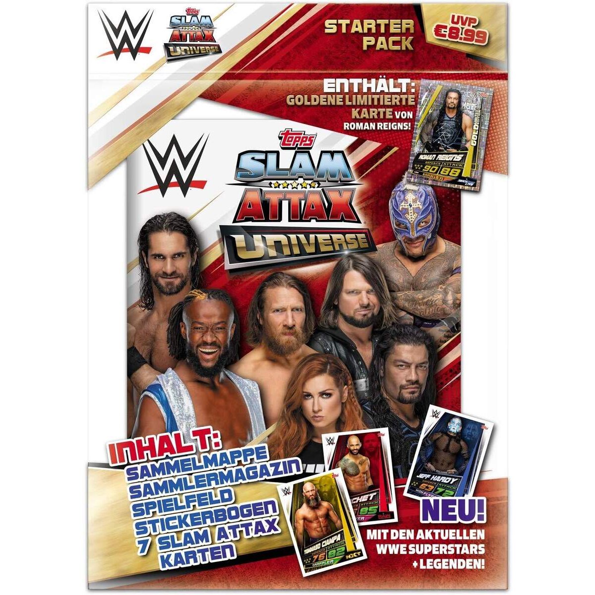 Topps Slam Attax WWE Starterset mit Sammelmappe