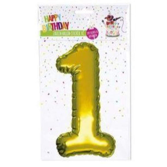 Trendhaus Ballon Sticker Zahl 1, 1 Stück, farbl. sortiert