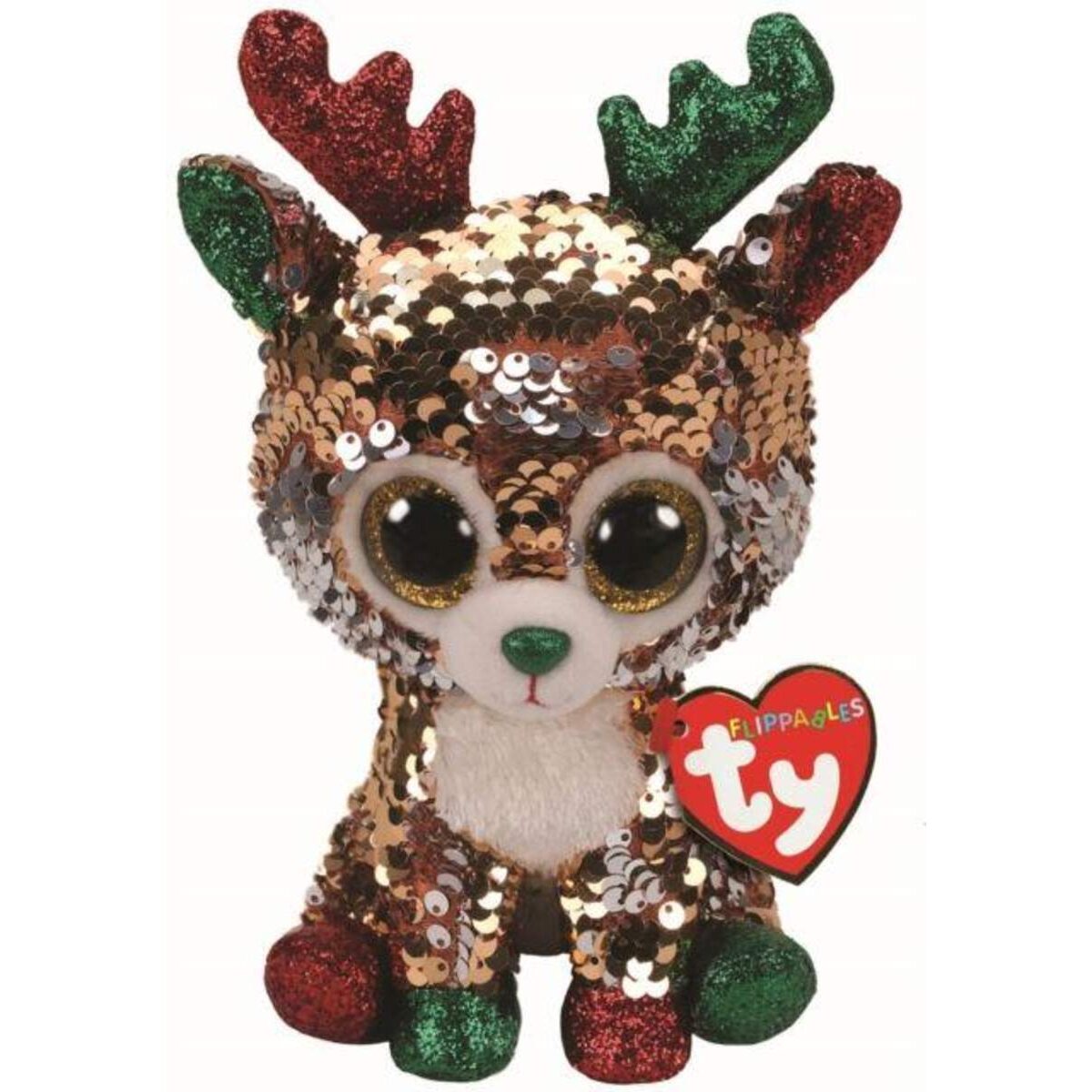ty Beanie Boo Flippables Rentier Tegan, ca. 15 cm, mit Wendepailetten