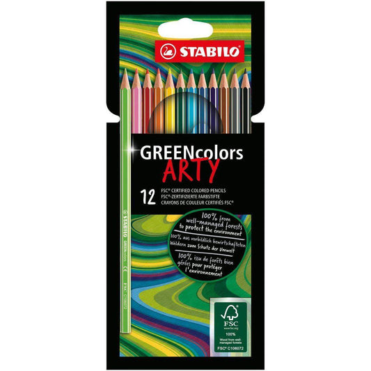 Umweltfreundlicher Buntstift - STABILO GREENcolors - ARTY - 12er Pack - mit 12 verschiedenen Farben