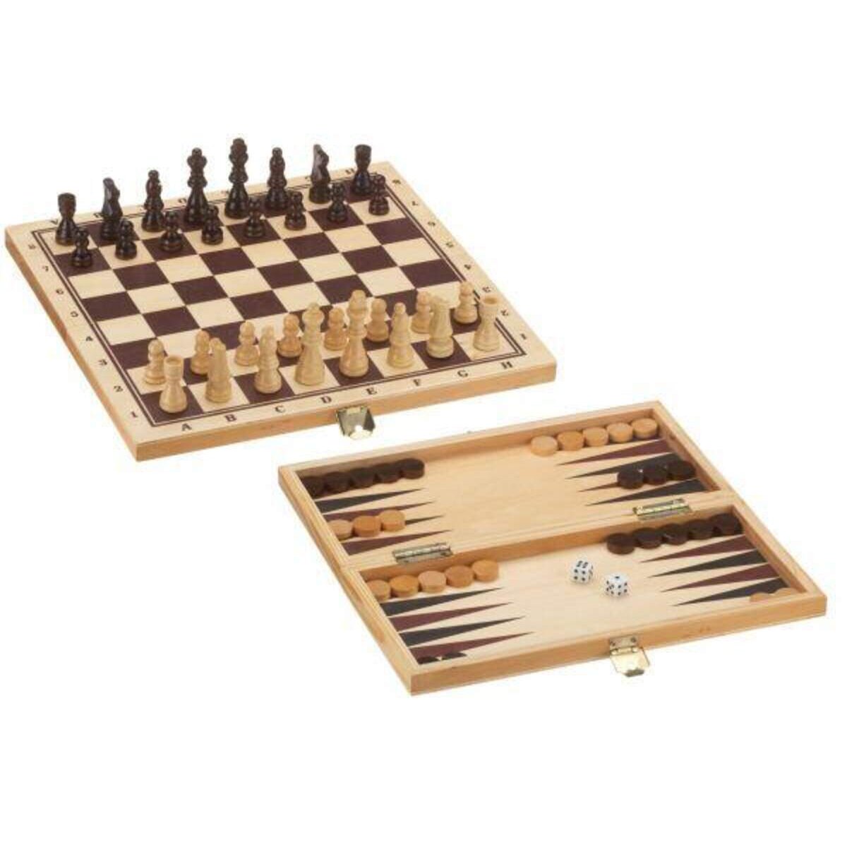 Weible Spiele Holz-Kassette Schach, Dame oder Backgammon