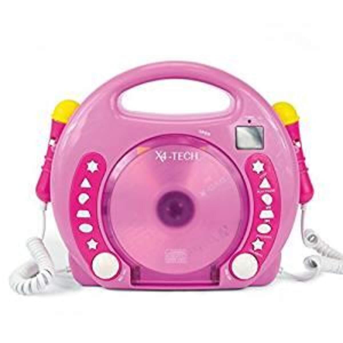 X4 Tech Karaoke CD Player MP3 2 Mikros pink