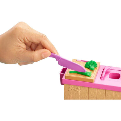 Barbie Pasta-Spielset mit Puppe (blond), Anziehpuppe, Barbie Küche mit Knete