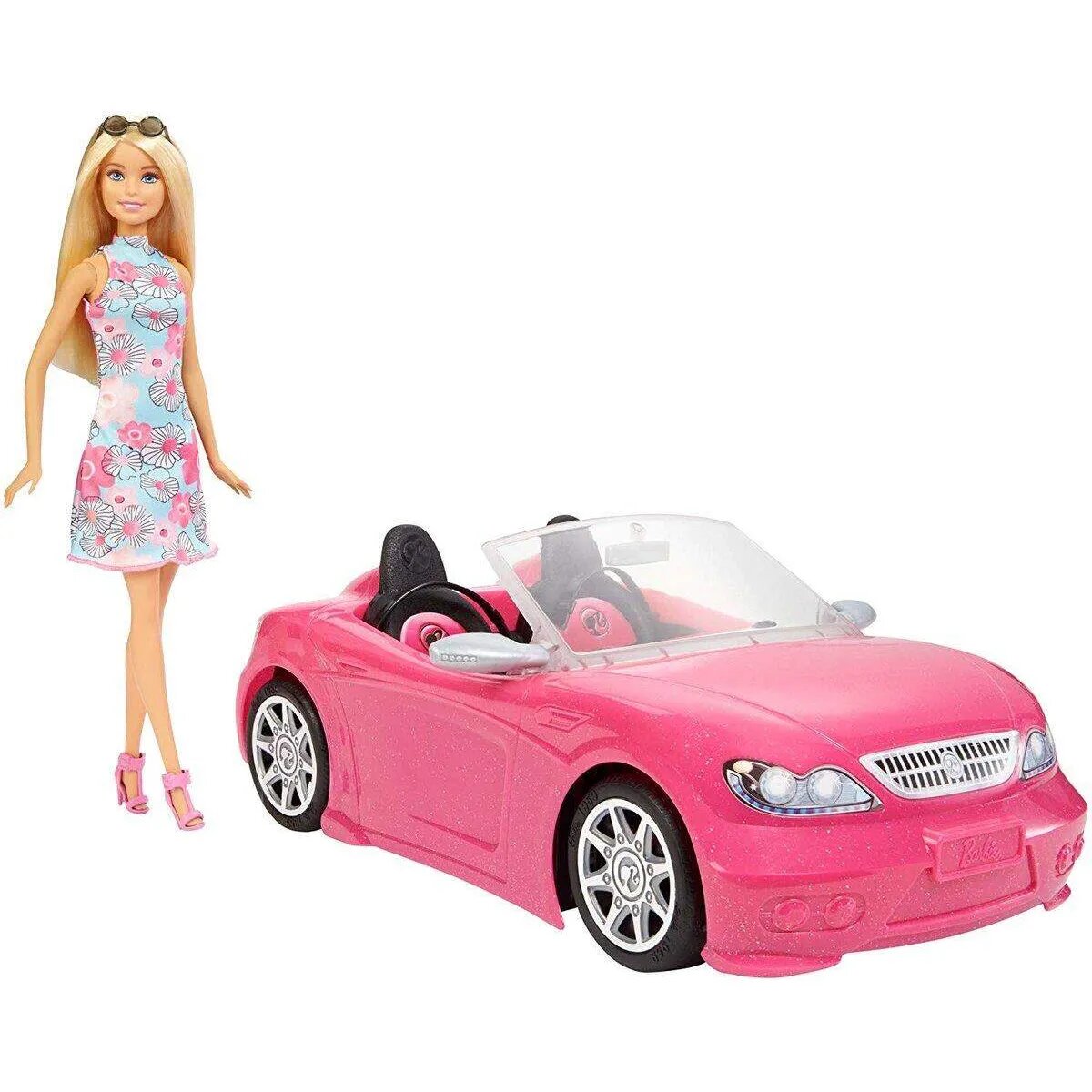 Barbie Puppe und Cabrio Auto in pink