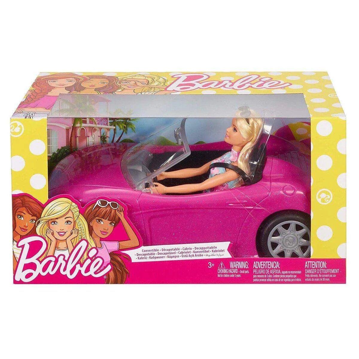 Barbie Puppe und Cabrio Auto in pink