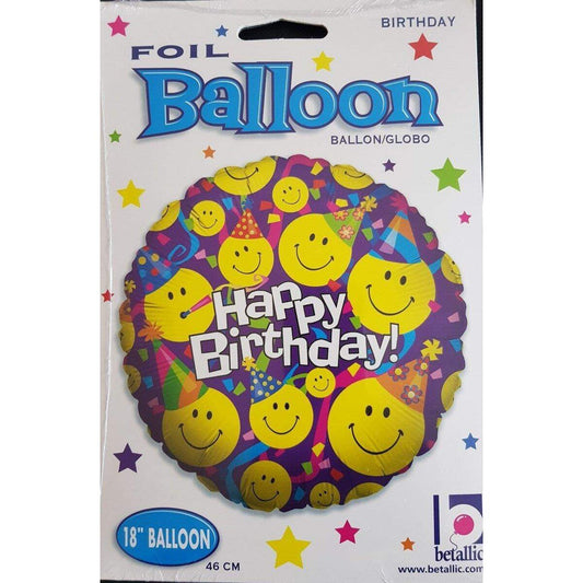 betallic Folienballon Happy Birthday Smiley