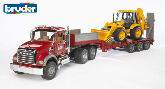 BRUDER® 2813 MACK Granite LKW mit Tieflader und JCB 4CX Baggerlader
